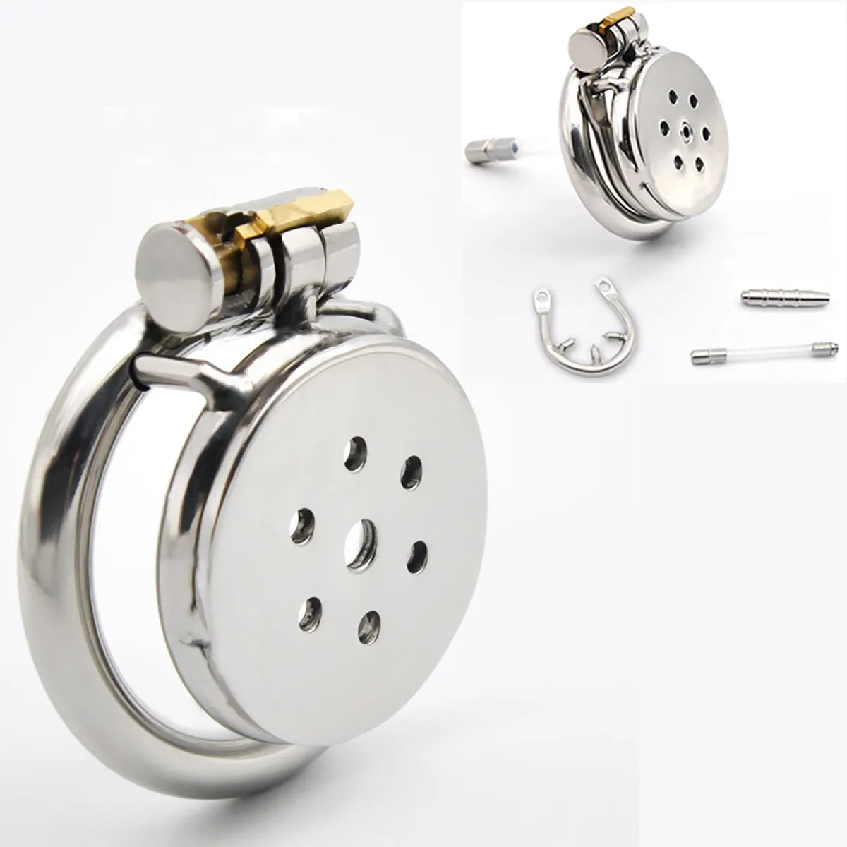 Male Slave Super Mini Chastity Cage Stainless Steel Penis Cage Cock Ring With Lock