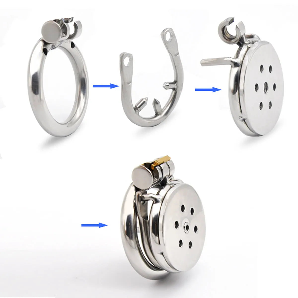 Male Slave Super Mini Chastity Cage Stainless Steel Penis Cage Cock Ring With Lock