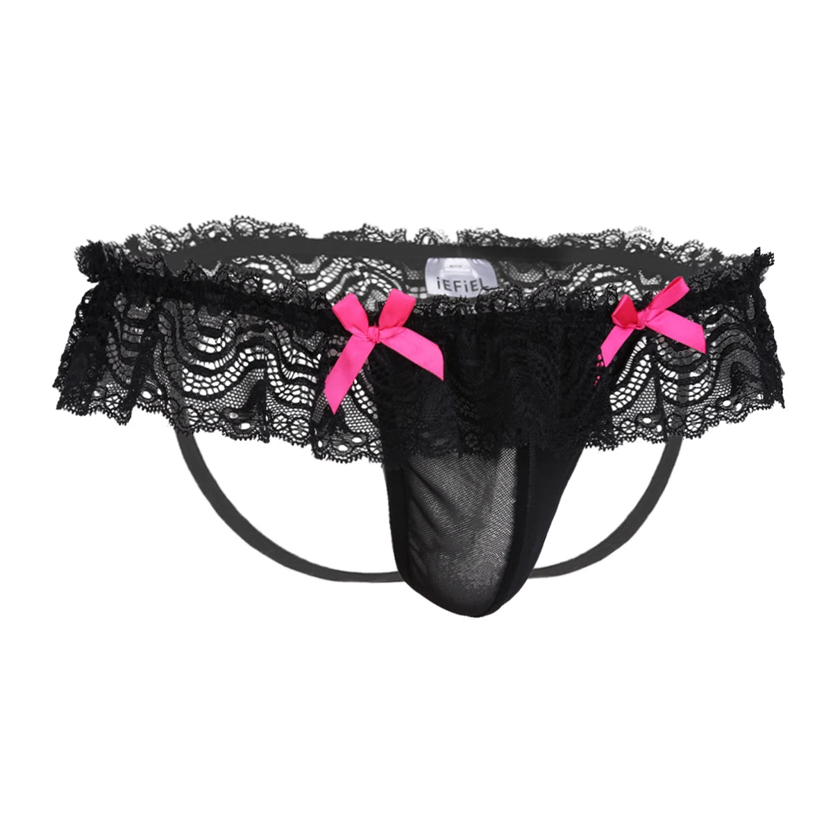 Sissy  Panties See Through Mesh Lace  Bowknot Open Butt Jockstraps