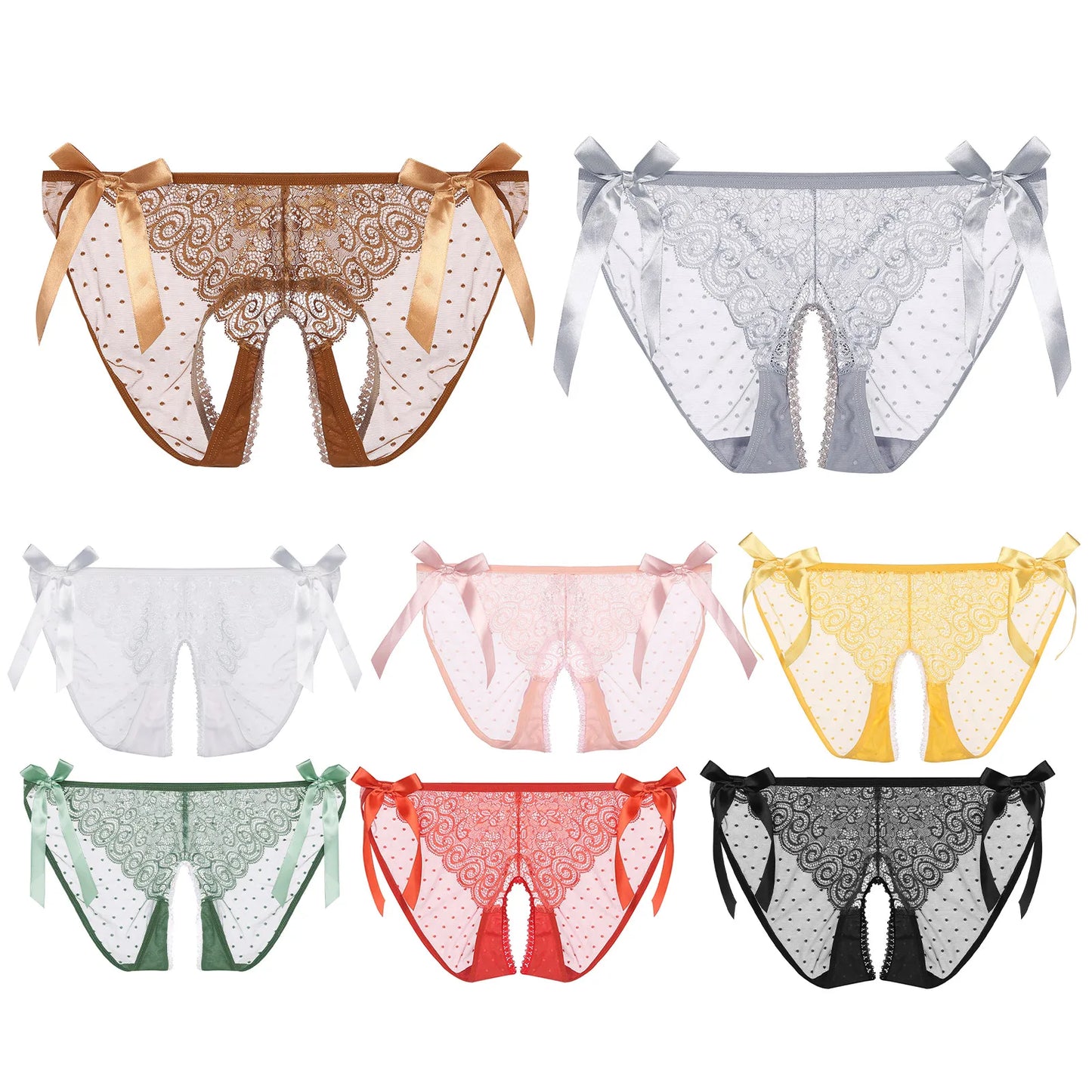 Sissy Panties See-Through Mesh Briefs Underwear  Low Rise Crotchless