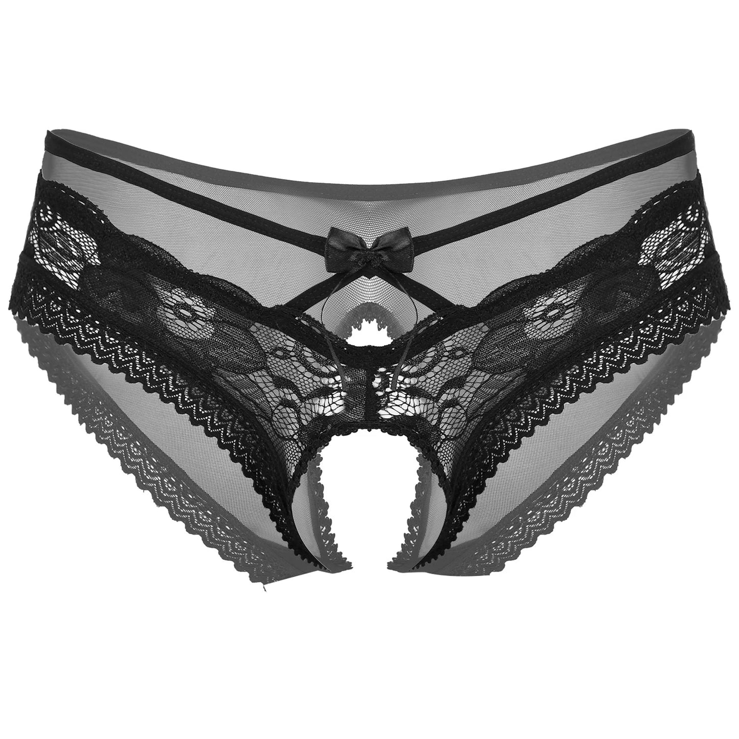 Sissy Panties  Underwear See-Through Mesh Strappy Crotchless Underpants